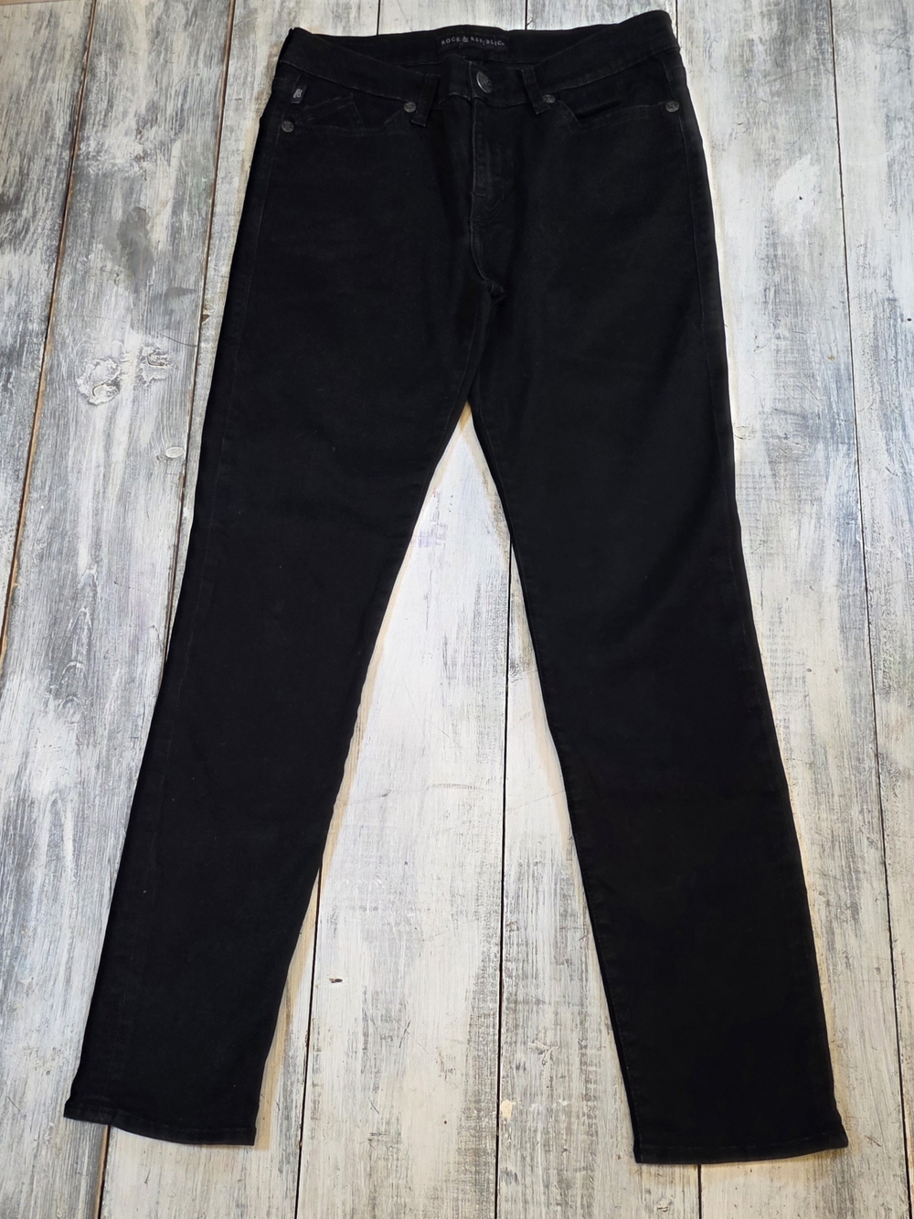 Rock & Republic Berlin Straight Leg Women's Jeans in Black sz 12 M